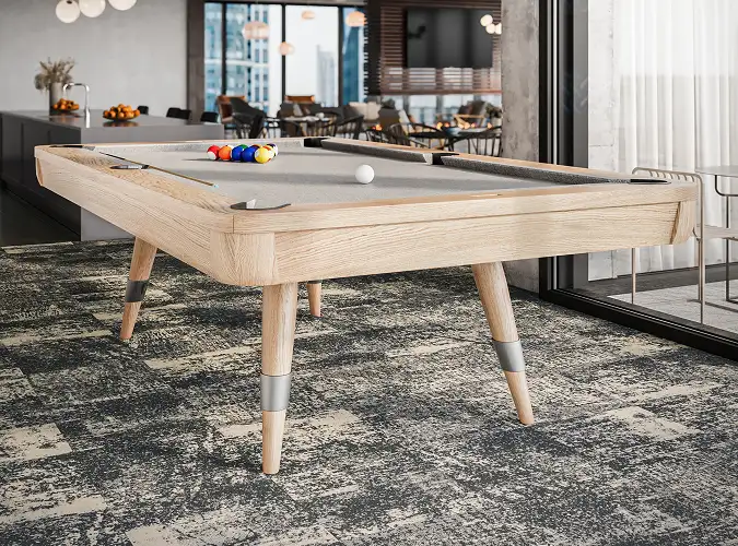 Game table with textured carpet tile flooring