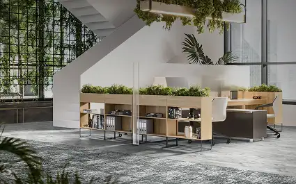 Commercial workspace with Carpet tile installed flooring