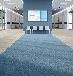open public space with blue and gray Resilient Flooring