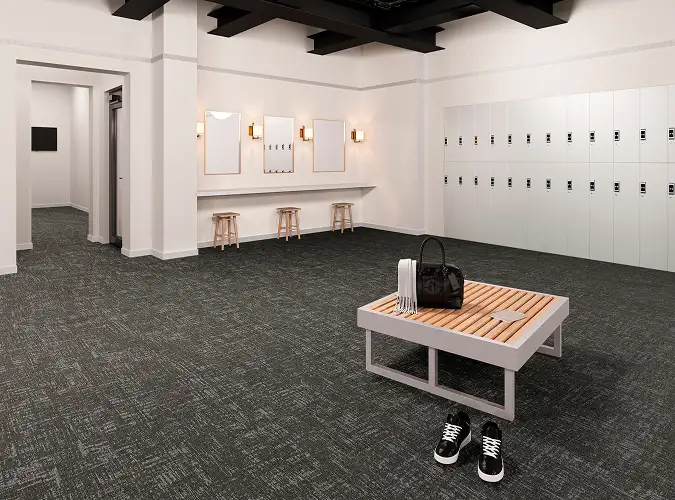 locker room with gilded stitch flooring