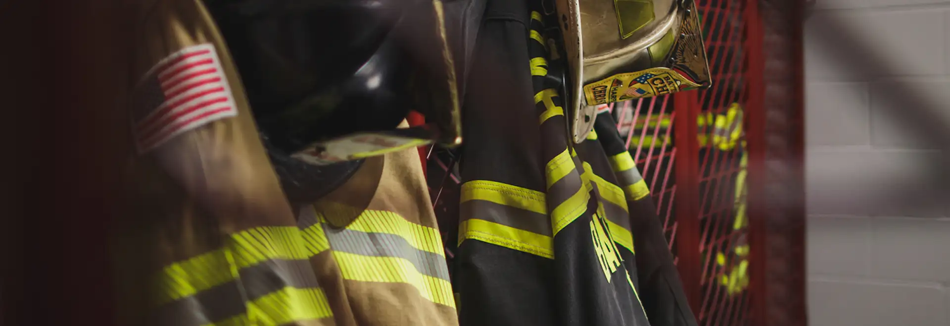 Fire Service gear hanging in locker room