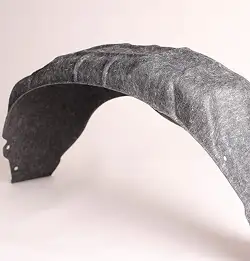 Gray wheel well fabric on white background