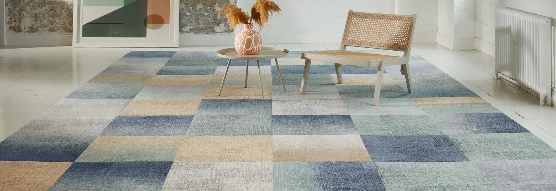 Sitting area with carpet tile from the Pattern Play collection