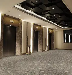 elevator lobby area with carpet tile installation