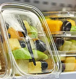 clear food packaging with fruits