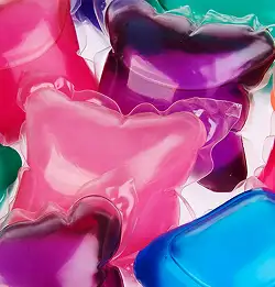  colorful Liquid and Powder chemicals in encapsulation