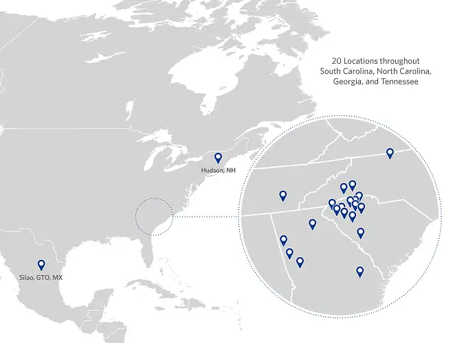 map of US production footprint