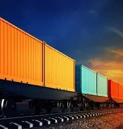 brightly painted train cars