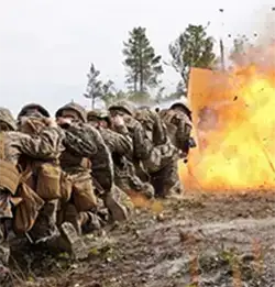 troups in combat wearing Milliken Millitary Combat Uniforms
