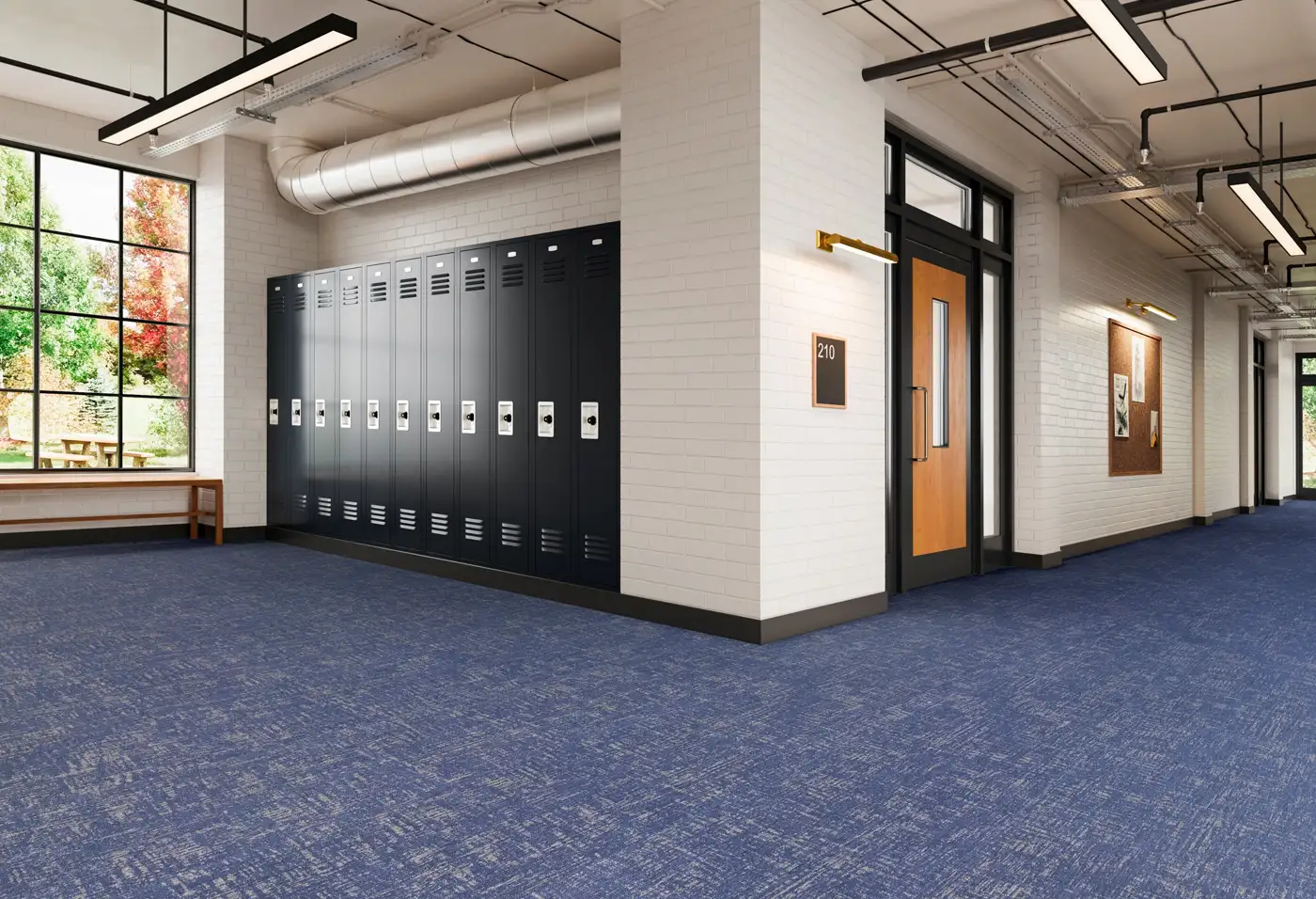 educational hallway with hybridform flooring