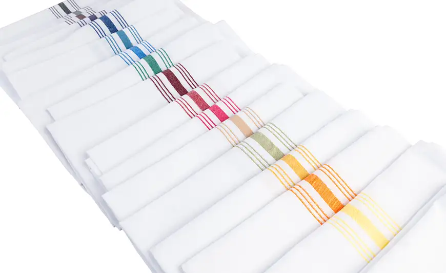 Image of Milliken Colorseal napkins with bright stripes