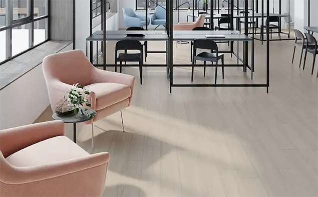 workplacce with Merge Forward LVT flooring