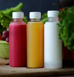 juices in clear bottles