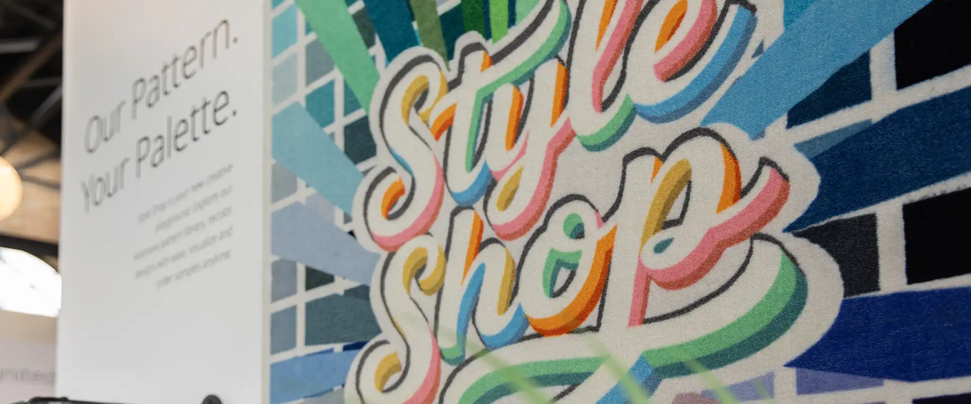 Colorful carpet wall featuring the Style Shop application