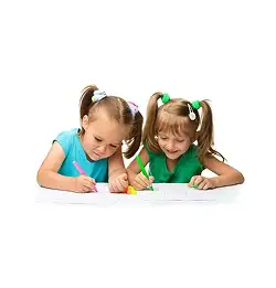 two children coloring with markers