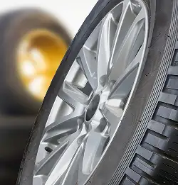 close up of tire on rim