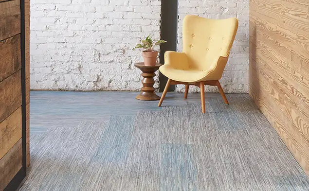 interior with yellow chair on Quitelife resilent flooring