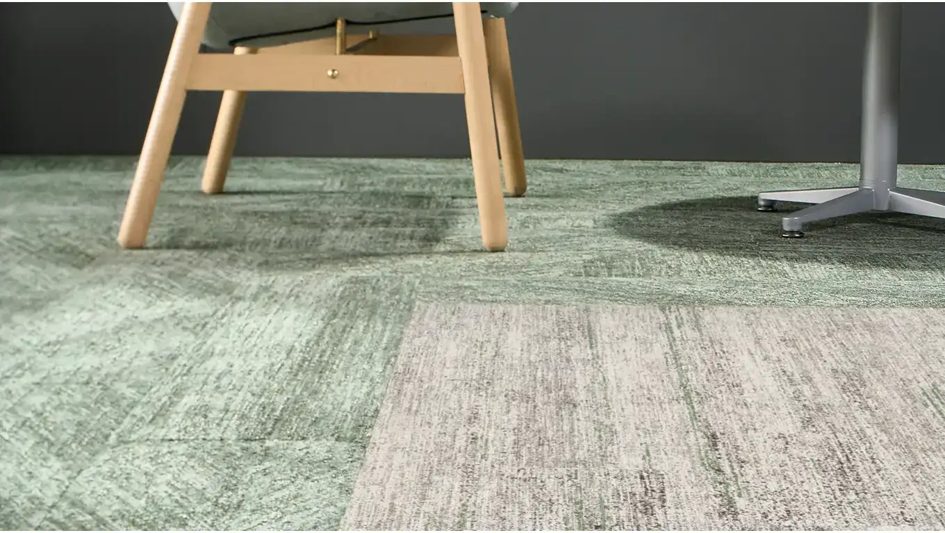 open room with New Ground collection with chairs and tables shown