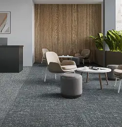 reception area on sustainable Milliken carpet tile 