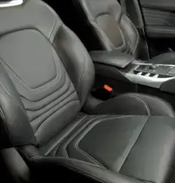 Luxury car interior black seats