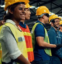 workers wearing hard hats and safety gear