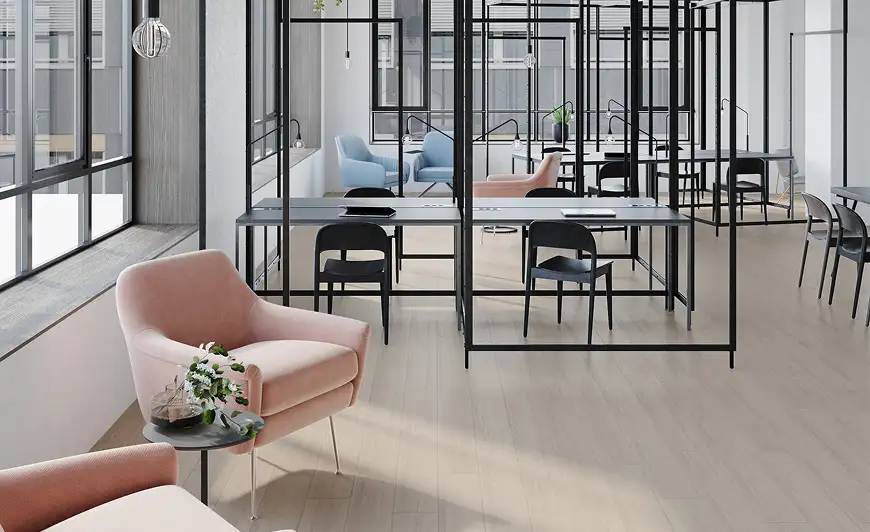 office space with resilant flooring