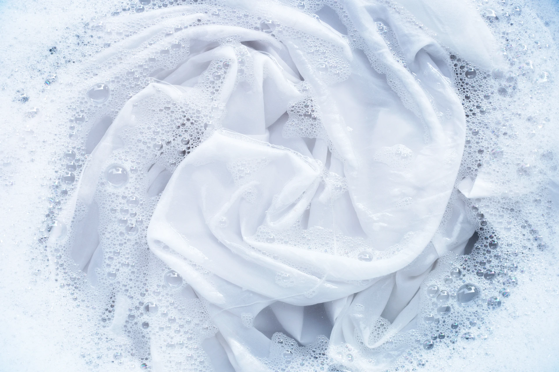 White cloth in soapy water