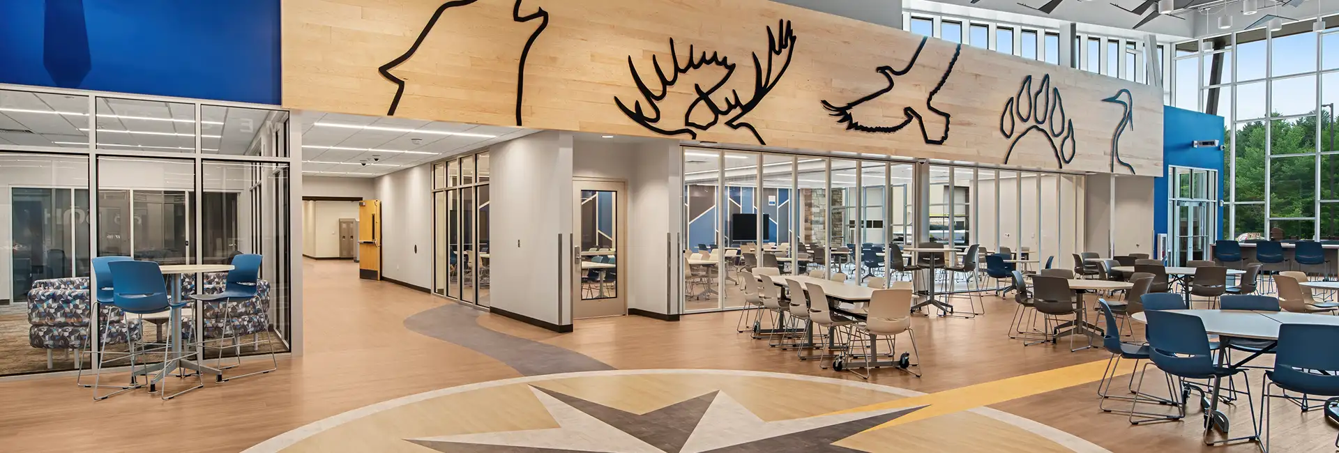open educational space with LVT flooring