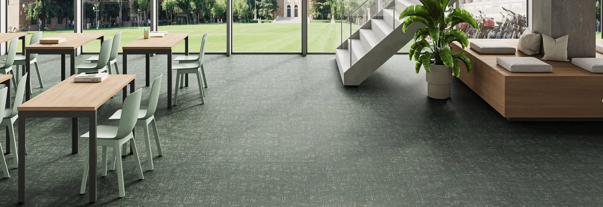 Open public space with Gilded Stitch flooring