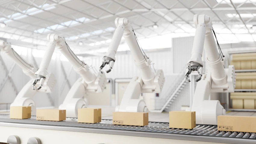 Automated manufacturing line illustrating dynamic scheduling in a production environment with real-time workflow adjustments