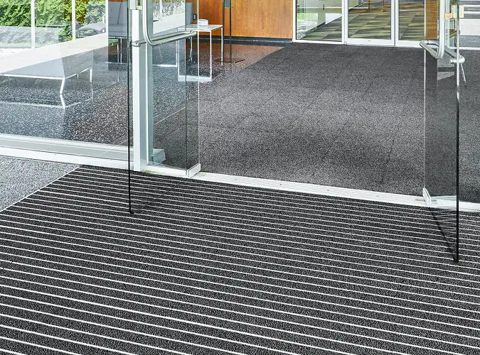 glass vestibule with OBEX entrance flooring