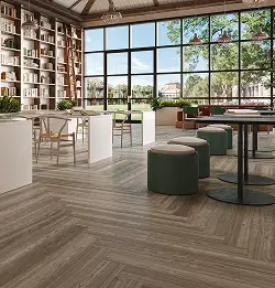 library with PVC-Free Resilient flooring