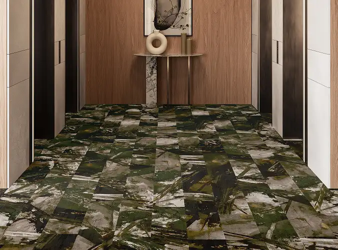 Elevator lobby with Forest Fray flooring