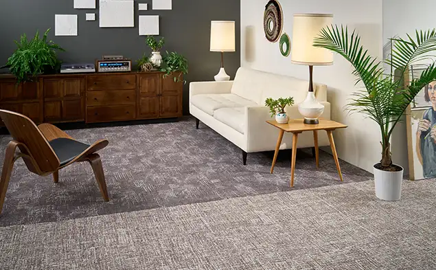 sitting area on Light + Shadows carpet tile