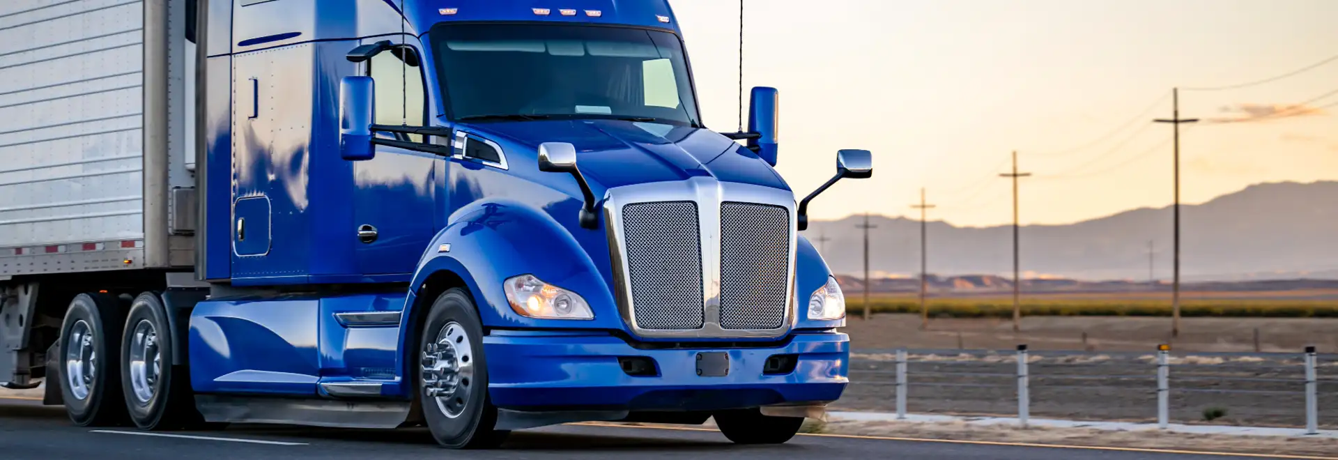Blue truck on highway