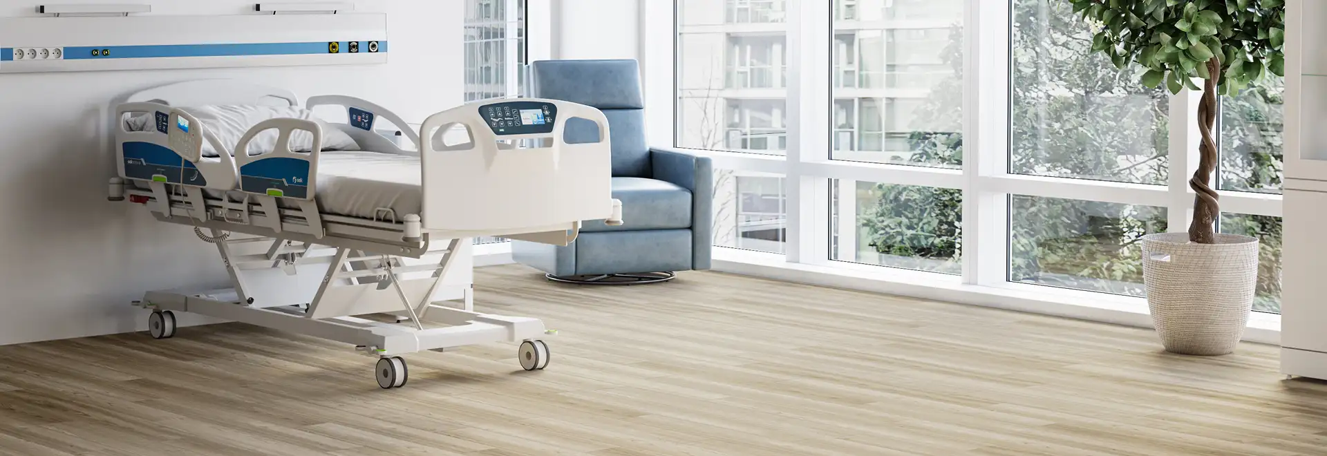 Patient Room with LVT installed on the floor