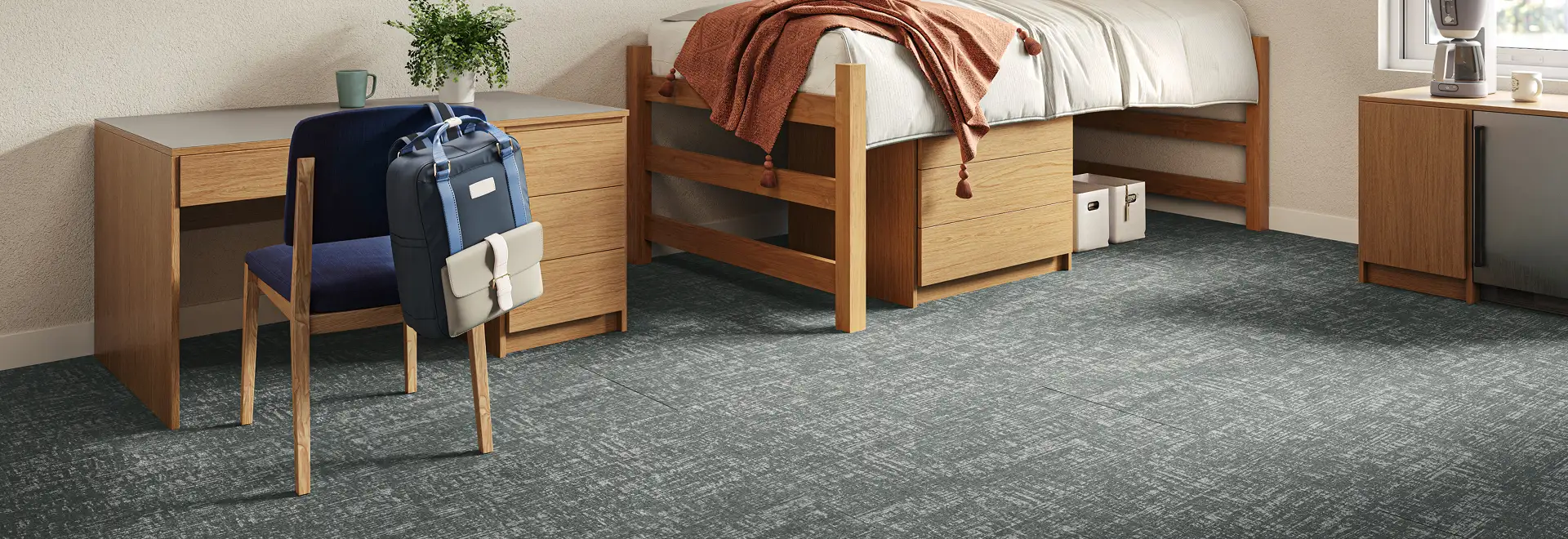 dorm room with Hybridform flooring