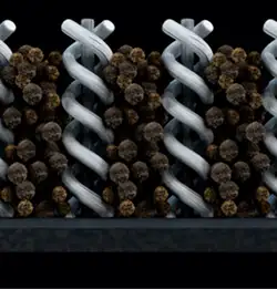 Illustration showing OBEX fibers capturing dirt