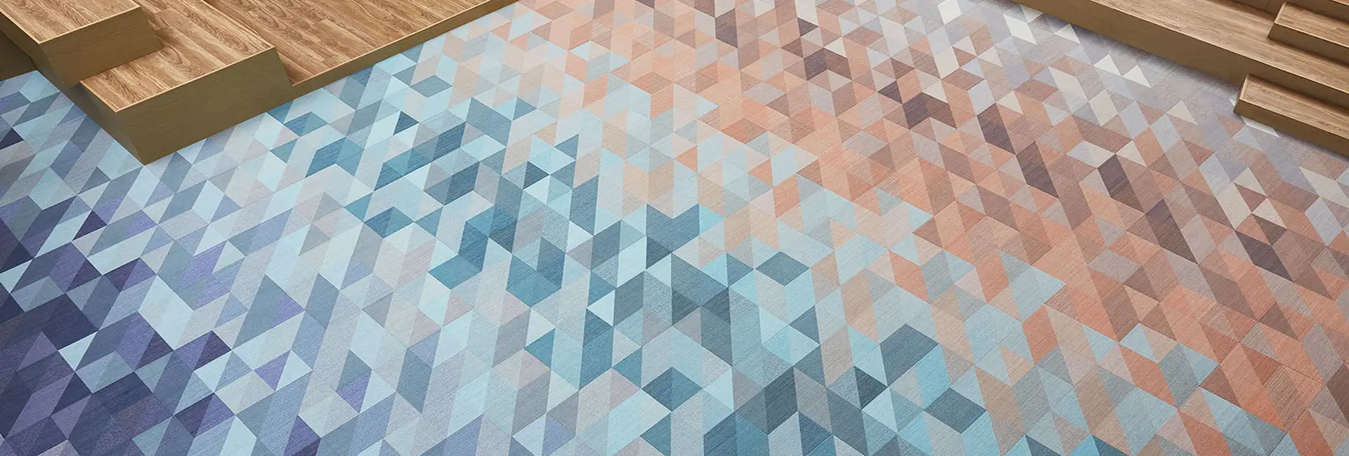 bright geometric carpet shot from above