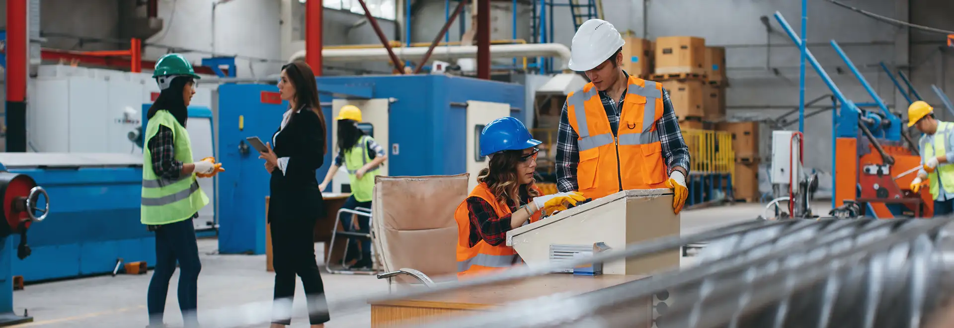 workers in manufacturing area