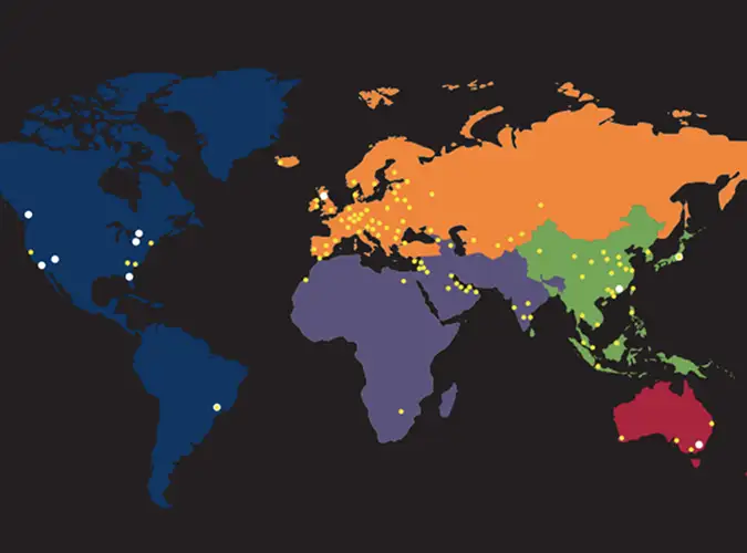 Map showing manufacturing global facilities