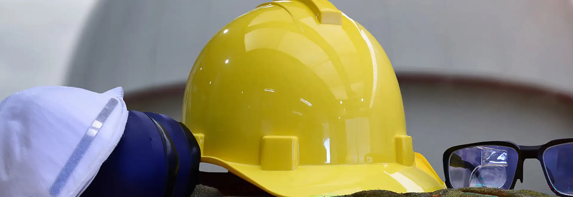 Hard hat and safety glasses