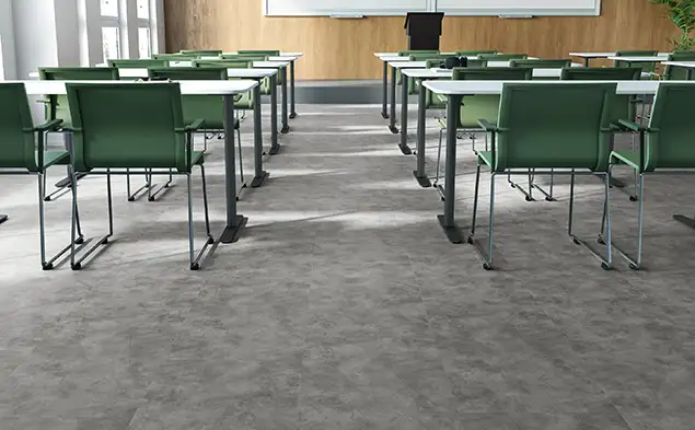 classroom with Fortified Foundations reslient flooring installed
