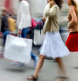 group of people walking fast