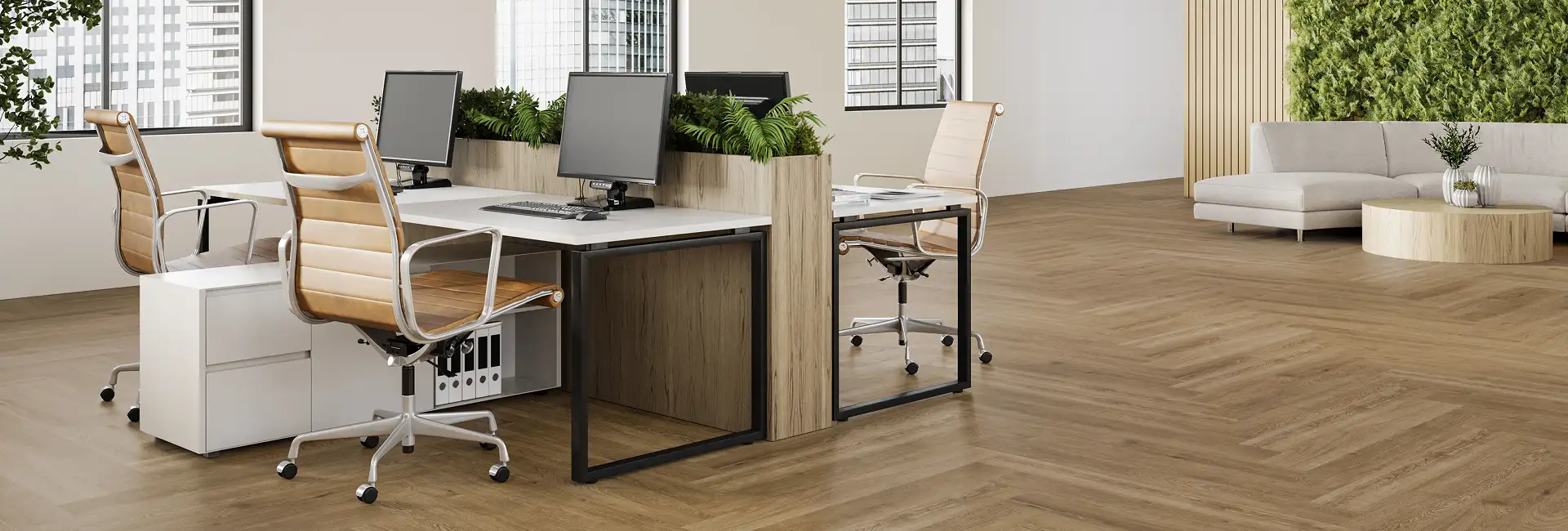Office space with LVT flooring