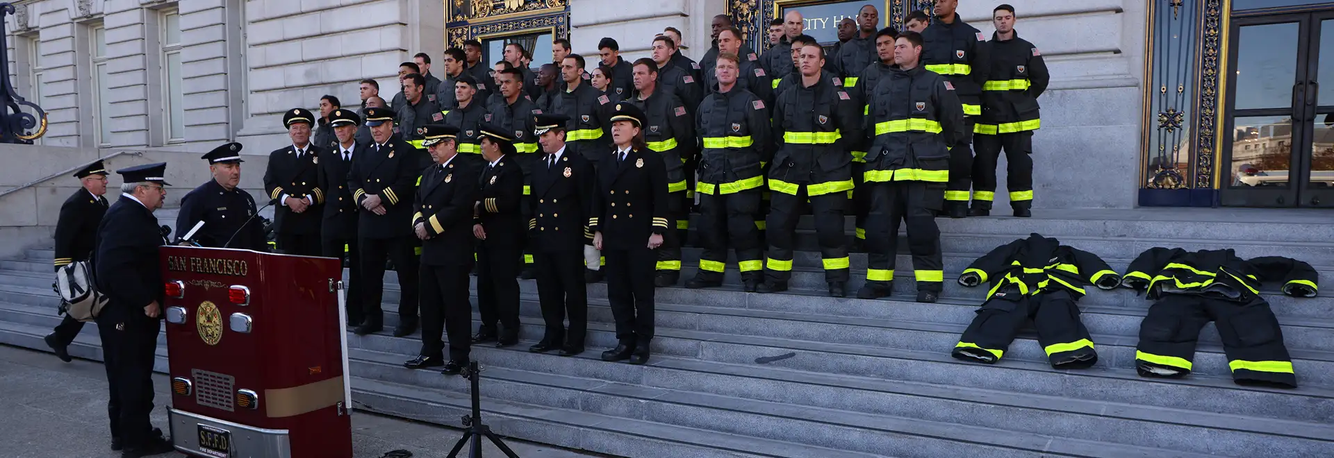 San Francisco Fire Department on the city hall steps