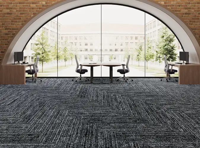 open office large window arch with Ignited Earth flooring