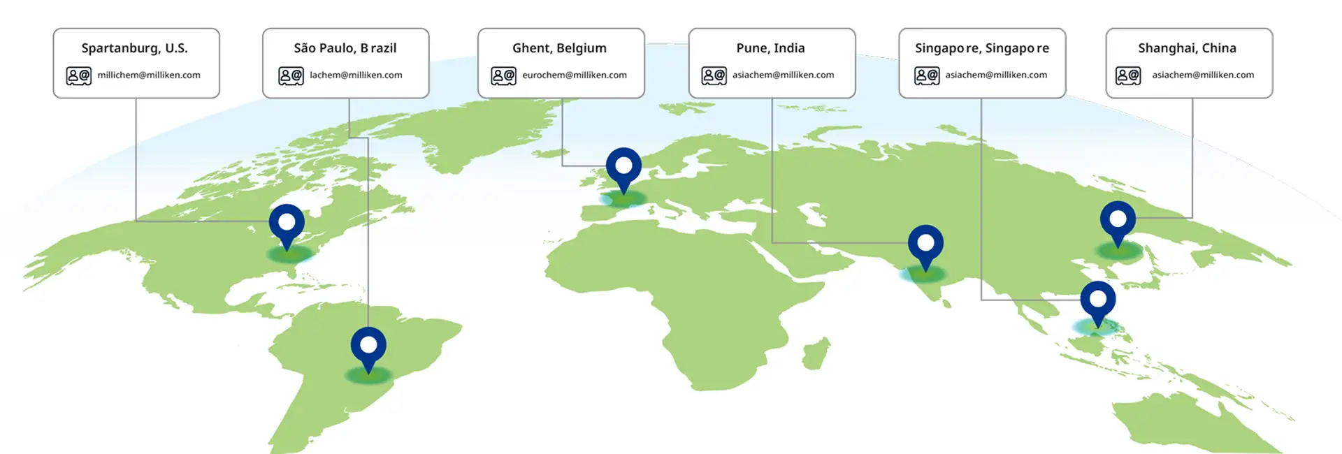 Global map with manufacturing locations