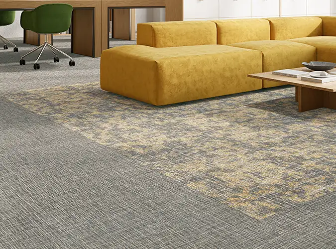 Cafe with gray and green flooring