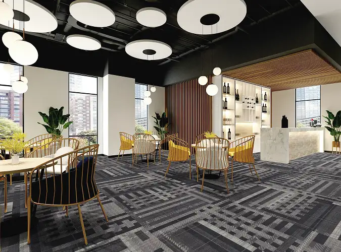 Public space with geometric flooring from the Common Factor 2 collection